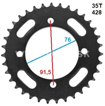 Rozeta pitbike 35 zubov pre reťaz 428