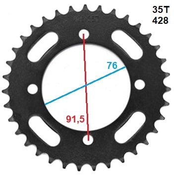 Rozeta pitbike 35 zubov pre reťaz 428