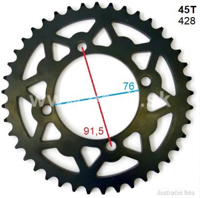 Rozeta pitbike 45 zubov pre reťaz 428