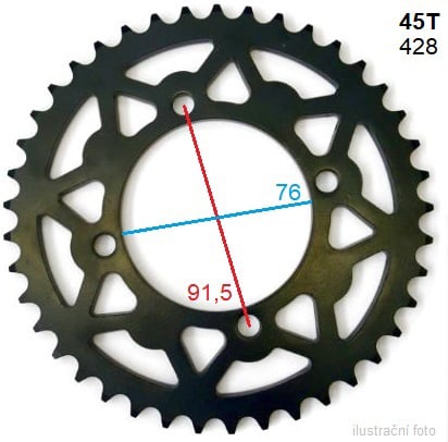 Rozeta pitbike 45 zubov pre reťaz 428