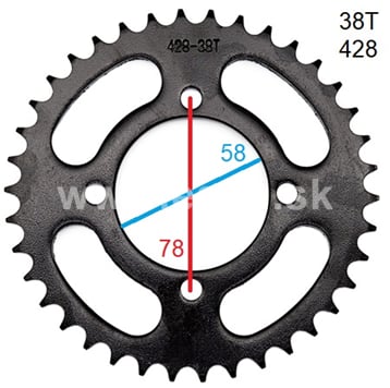 Rozeta 38 zubov pre reťaz 428