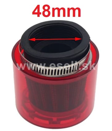 Športový vzduchový filter 48mm s krytom - červená