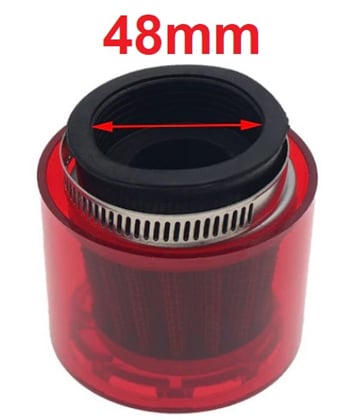 Športový vzduchový filter 48mm s krytom - červená