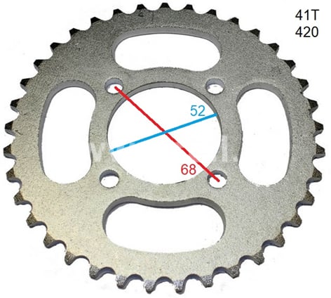 Rozeta 41 zubov pre reťaz 420 stred 52mm