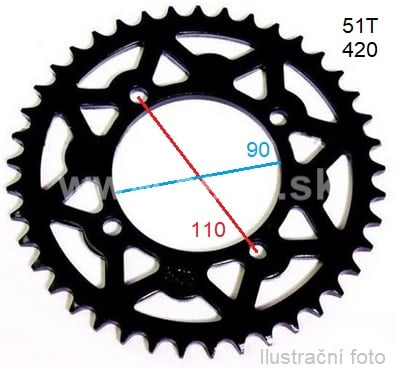 Rozeta pitbike 51T reťaz 420 - strieborná