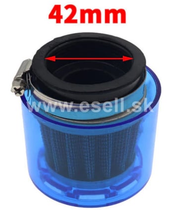 Športový vzduchový filter 42mm s krytom - modrá