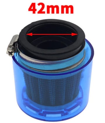 Športový vzduchový filter 42mm s krytom - modrá